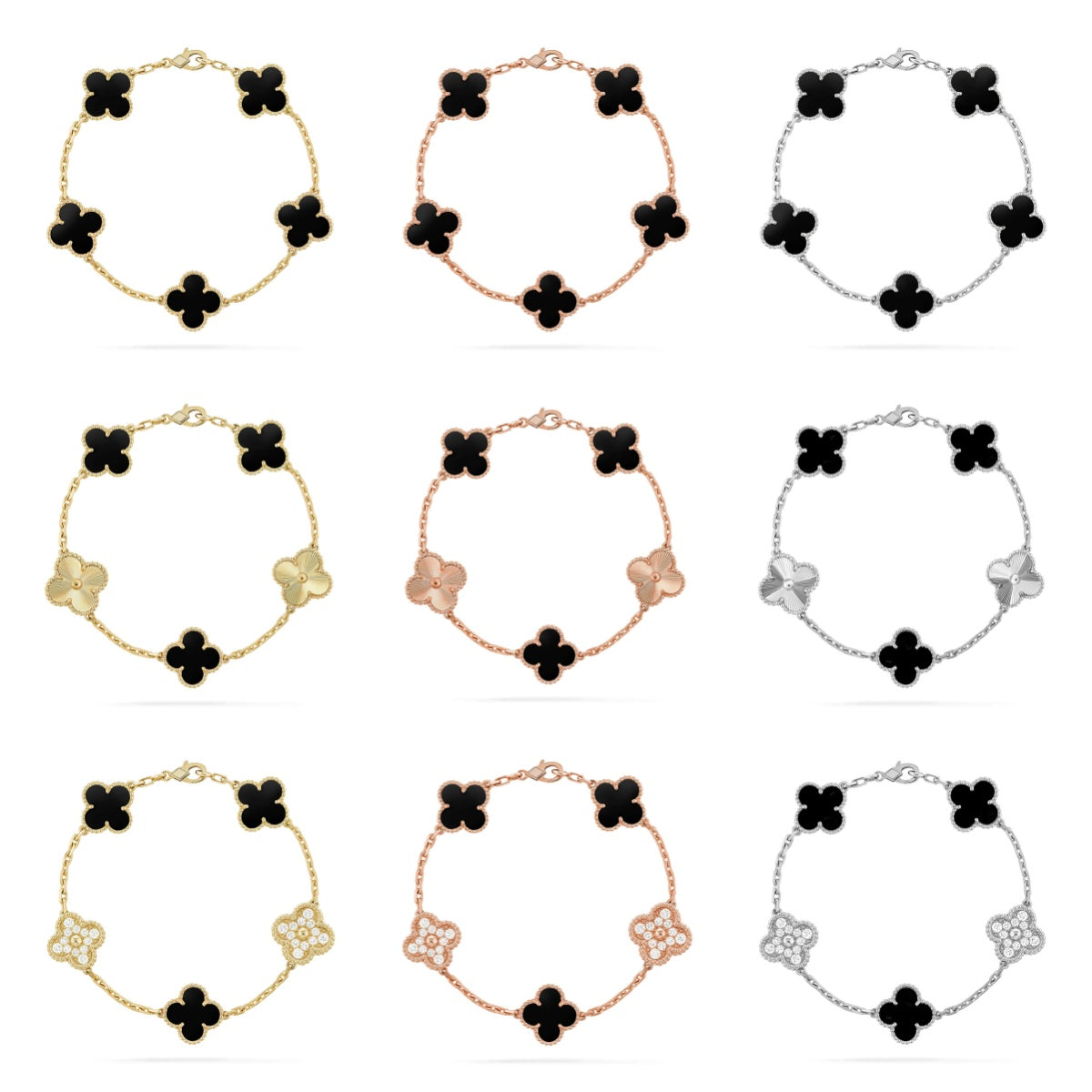 [Elowen Schmuck] CLOVER 5-MOTIV ONYX ARMBAND KOLLEKTION