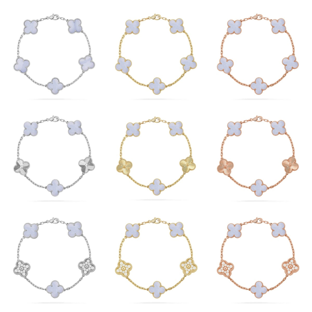 {
  "Elowen jewelsry": "Elowen ジュエリー",
  "CLOVER 5 MOTIF PURPLE CHALCEDONY BRACELET COLLECTION": "クローバー 5モチーフ パープルカルセドニー ブレスレットコレクション"
}