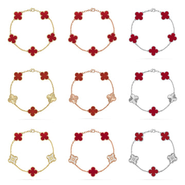 [Elowen jewelsry ] CLOVER 5 MOTIF RED CORNELIAN BRACELET COLLECTION