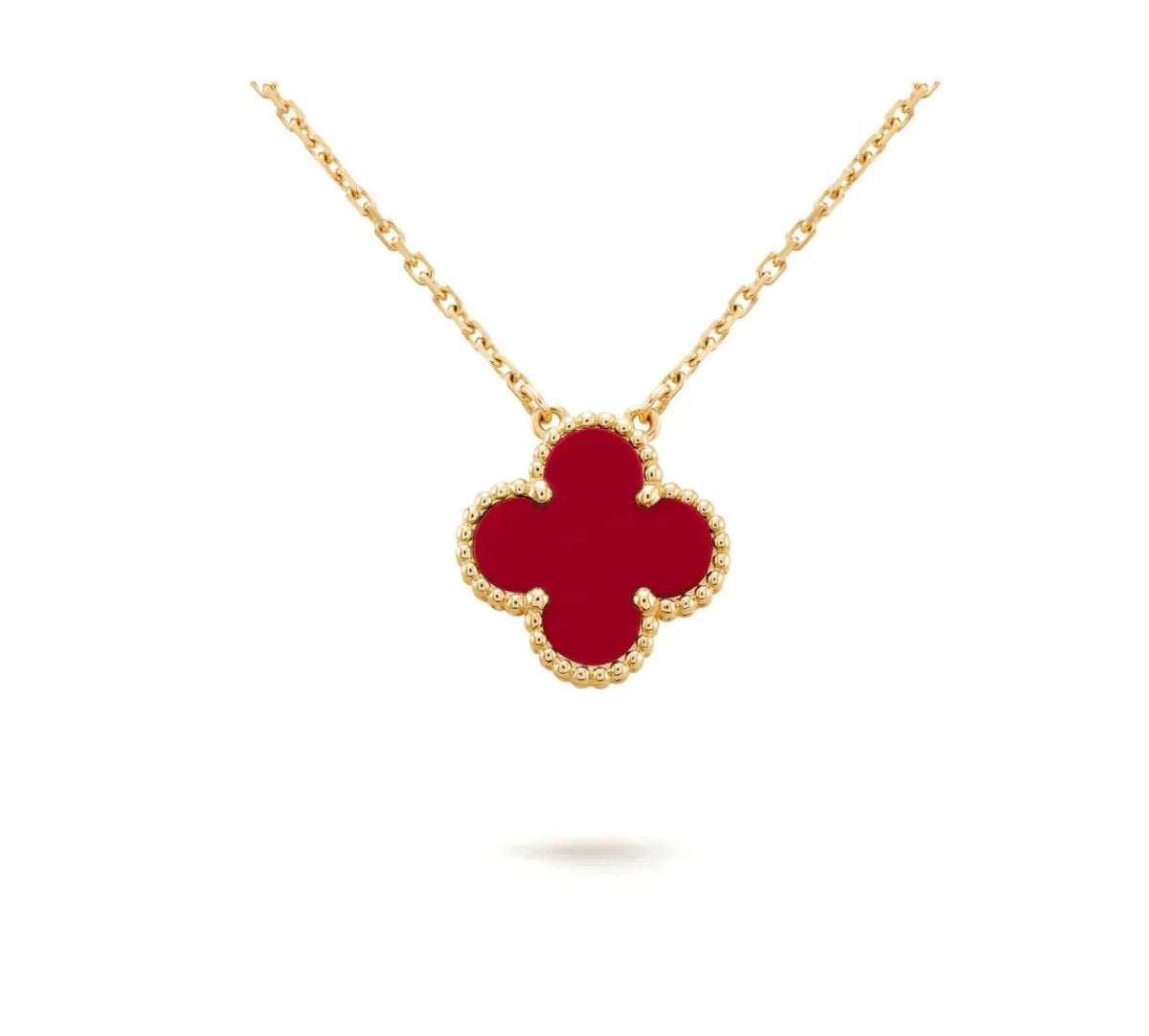 [Elowen Schmuck] KLEEBLATT 15 MM KARNEOL EINZELBLÜTEN-HALSKETTE