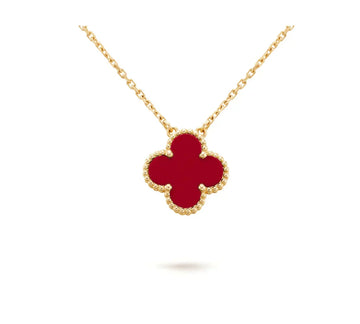 [Elowen Schmuck] KLEEBLATT 15 MM KARNEOL EINZELBLÜTEN-HALSKETTE