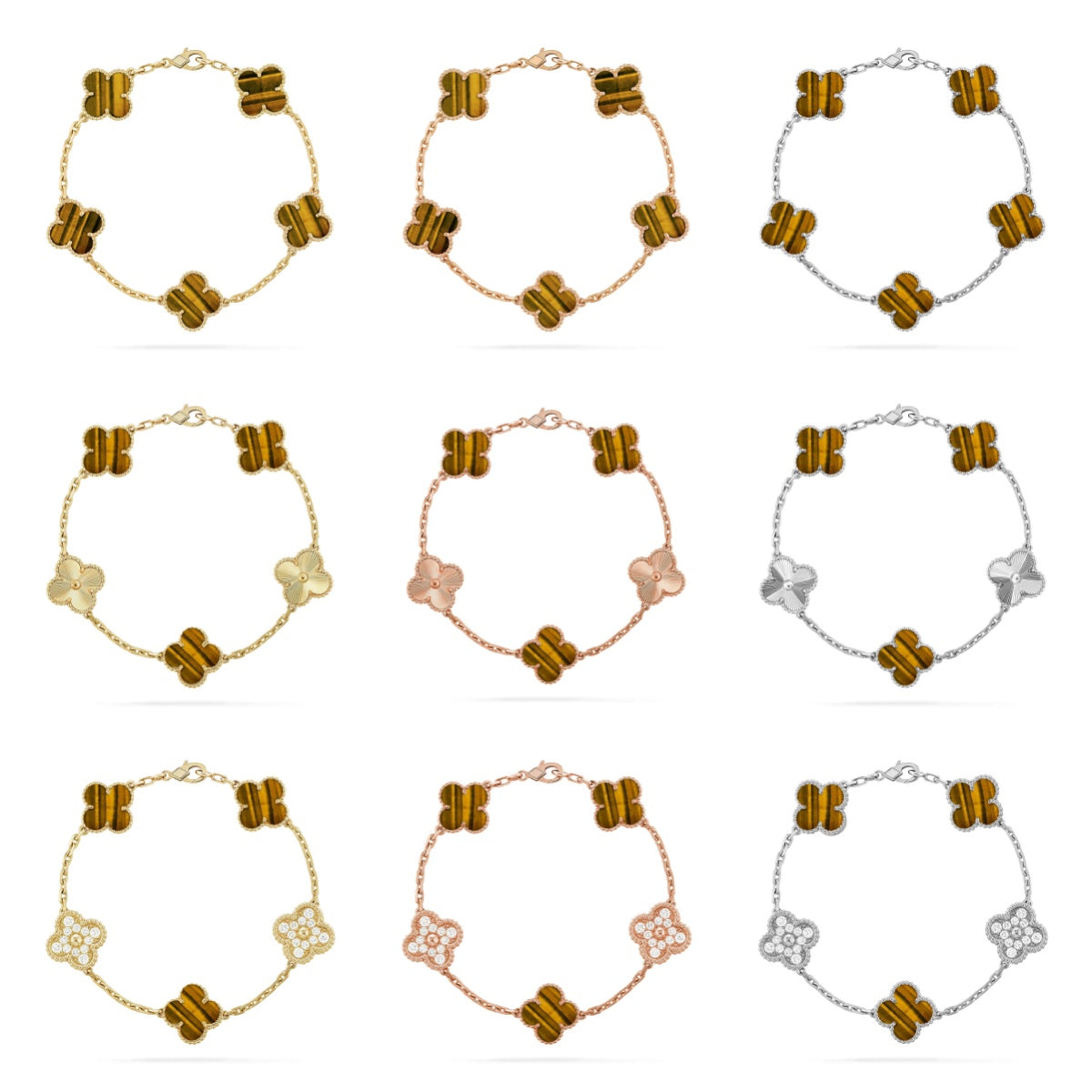 [Elowen jewelsry ] CLOVER 5 MOTIFS TIGER EYE BRACELET COLLECTION