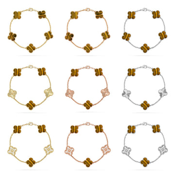 [Elowen jewelsry ] CLOVER 5 MOTIFS TIGER EYE BRACELET COLLECTION