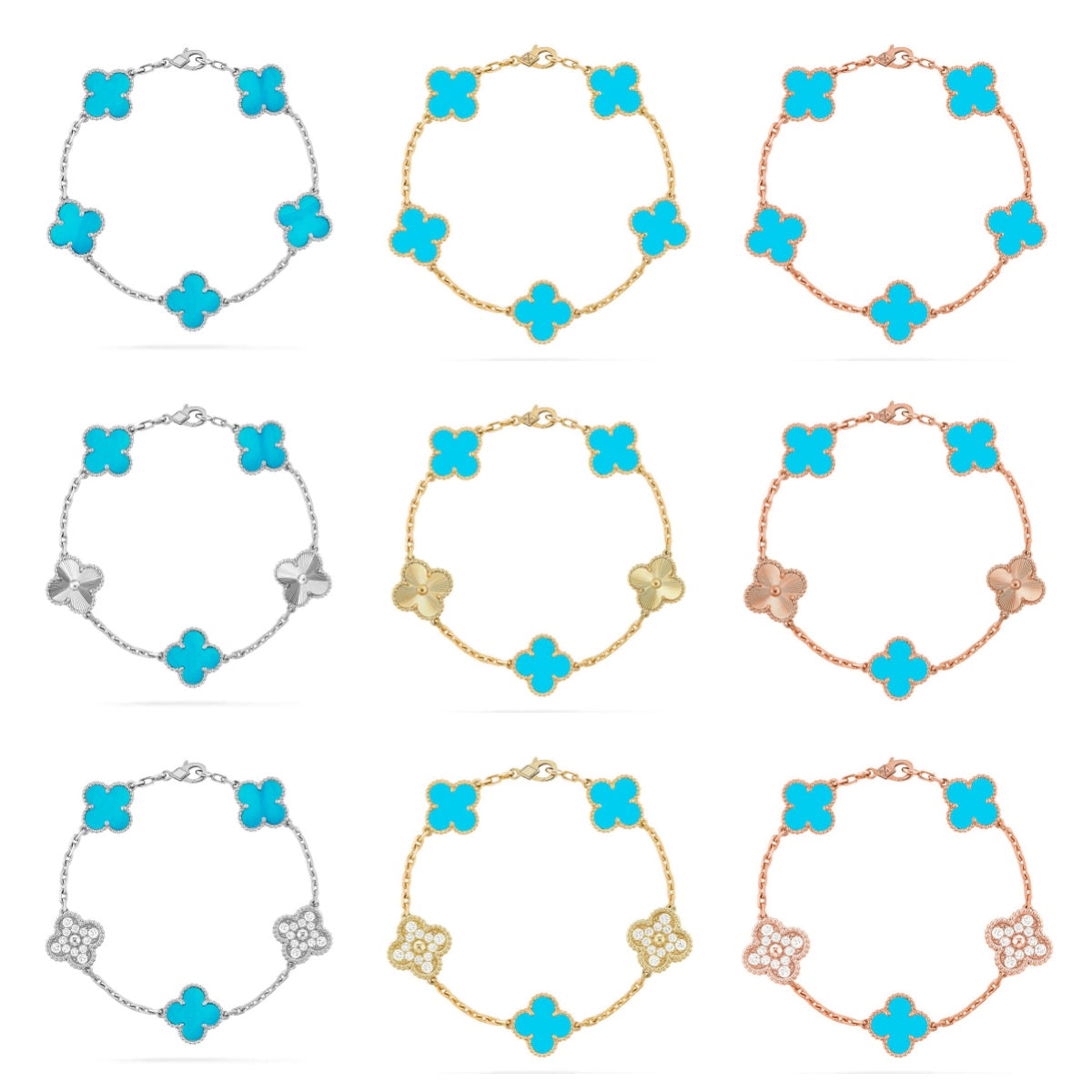 [Elowen Schmuck] CLOVER 5-MOTIV-ARMBAND KOLLEKTION TÜRKIS