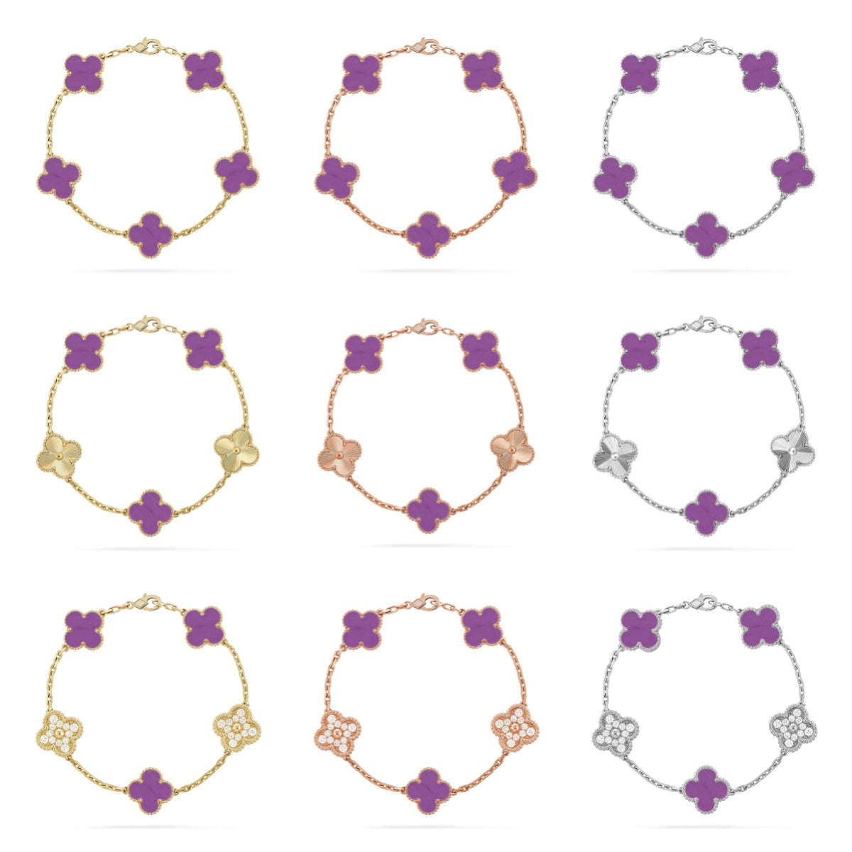 [Elowen jewelsry ] CLOVER 5 MOTIF VIOLET BRACELET COLLECTION