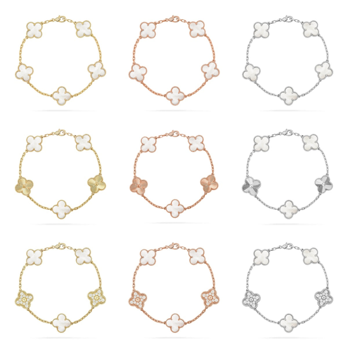 {
  "Elowen jewelsry": "Elowen Schmuck",
  "CLOVER WHITE PEARL MOP 5 MOTIF BRACELET COLLECTION": "KLEEBLATT WEISSE PERLMUTT 5-MOTIV ARMBAND KOLLEKTION"
}