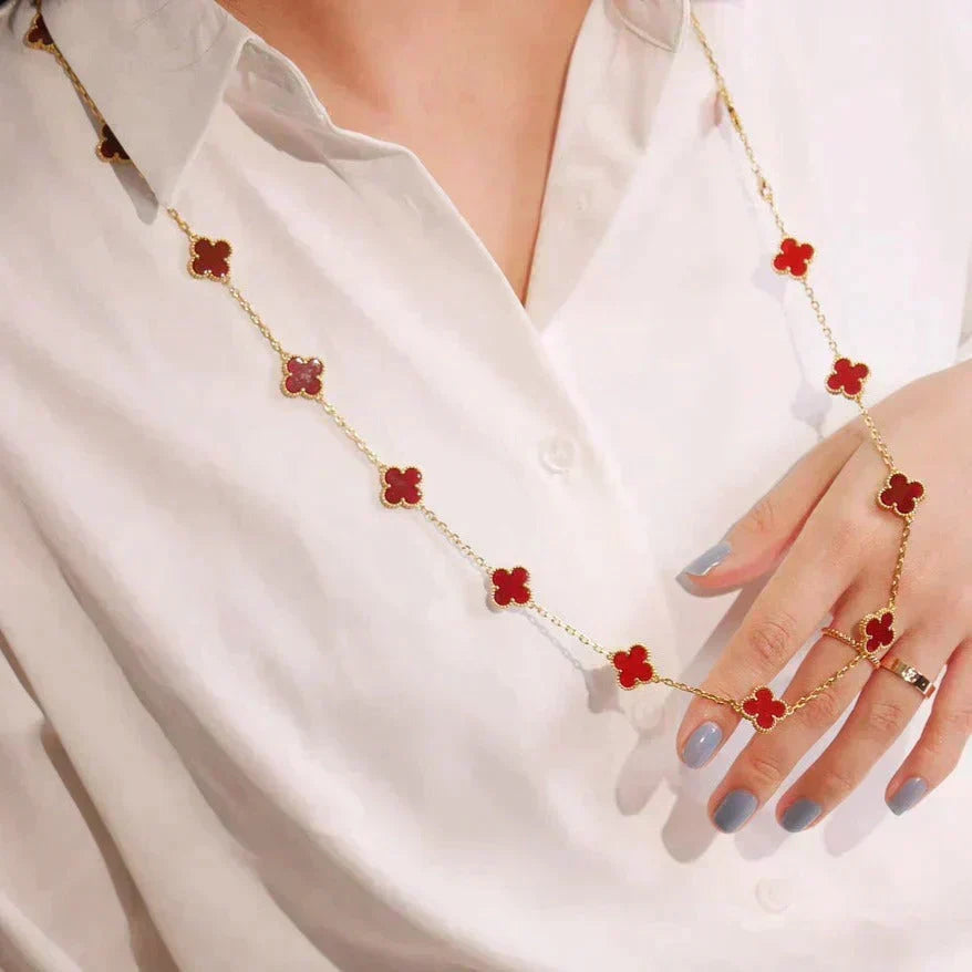 [Elowen jewelsry ]CLOVER 20 MOTIFS CARNELIAN NECKLACE