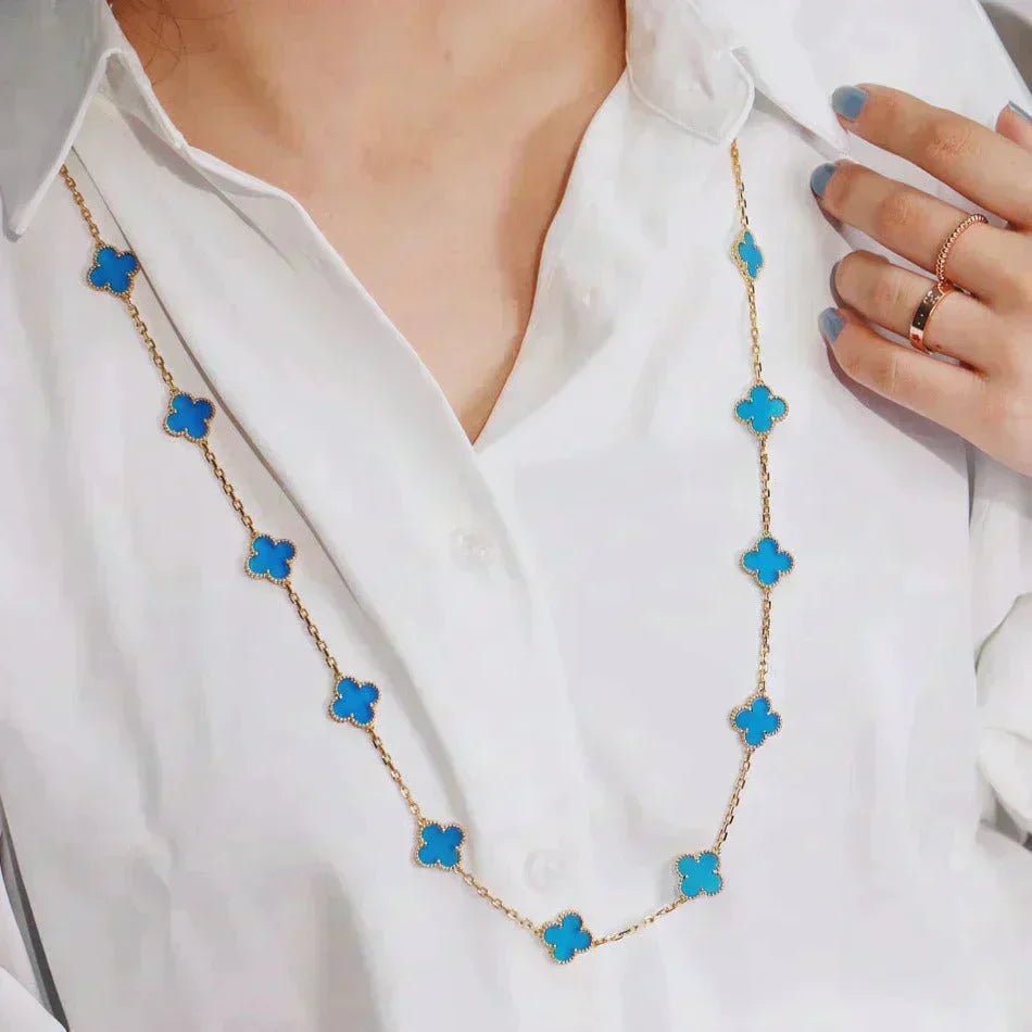 [Elowen jewelsry ]CLOVER 20 MOTIFS BLUE AGATE GOLD