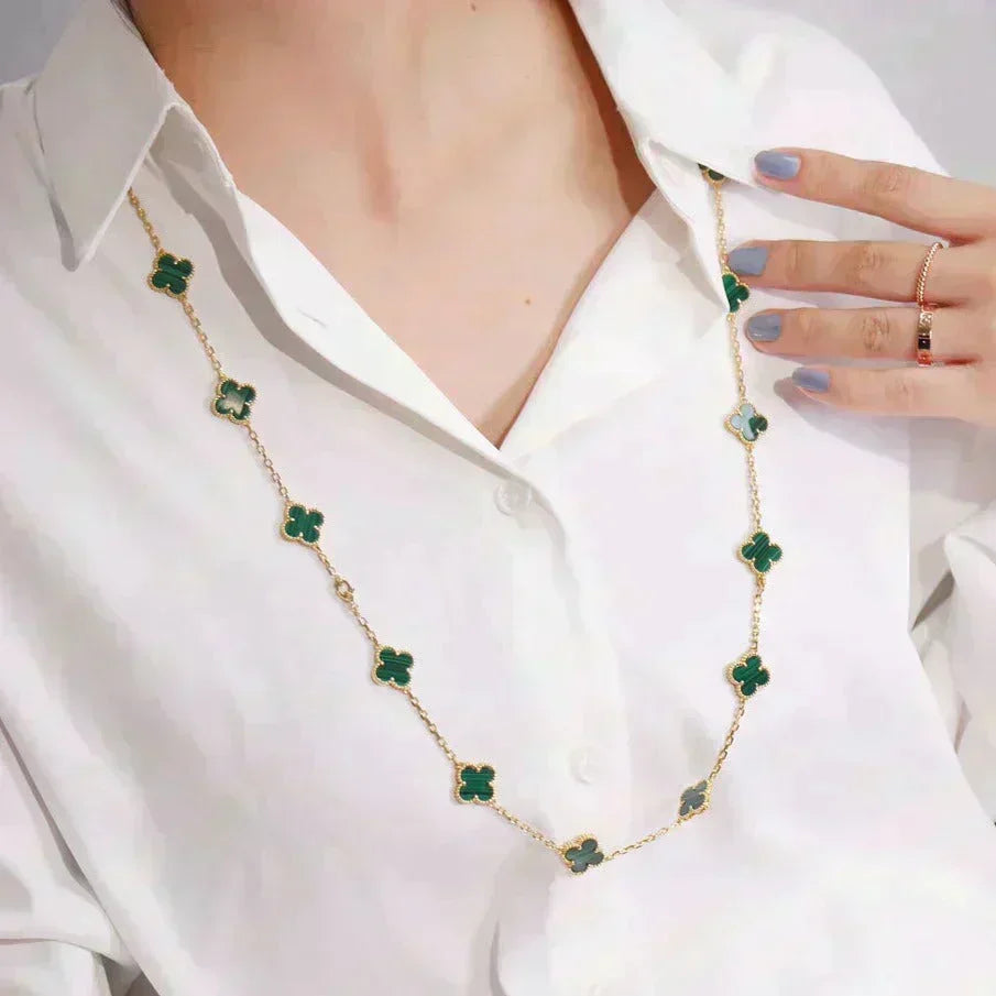 [Elowen jewelsry ]CLOVER 20 MOTIFS MALACHITE GOLD