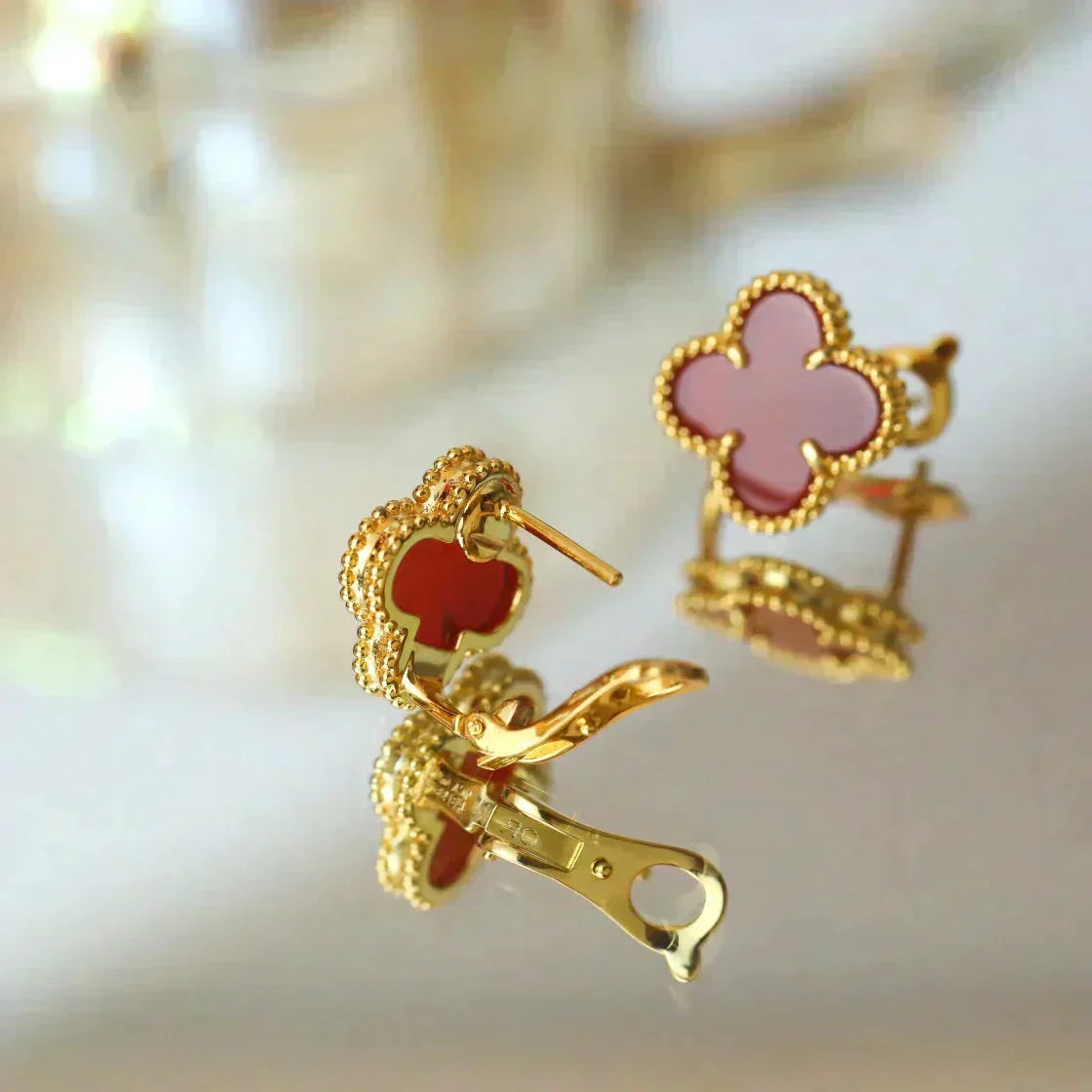 [Elowen jewelsry ]CLOVER MEDIUM 1 MOTIFS CARNELIAN  EARRINGS