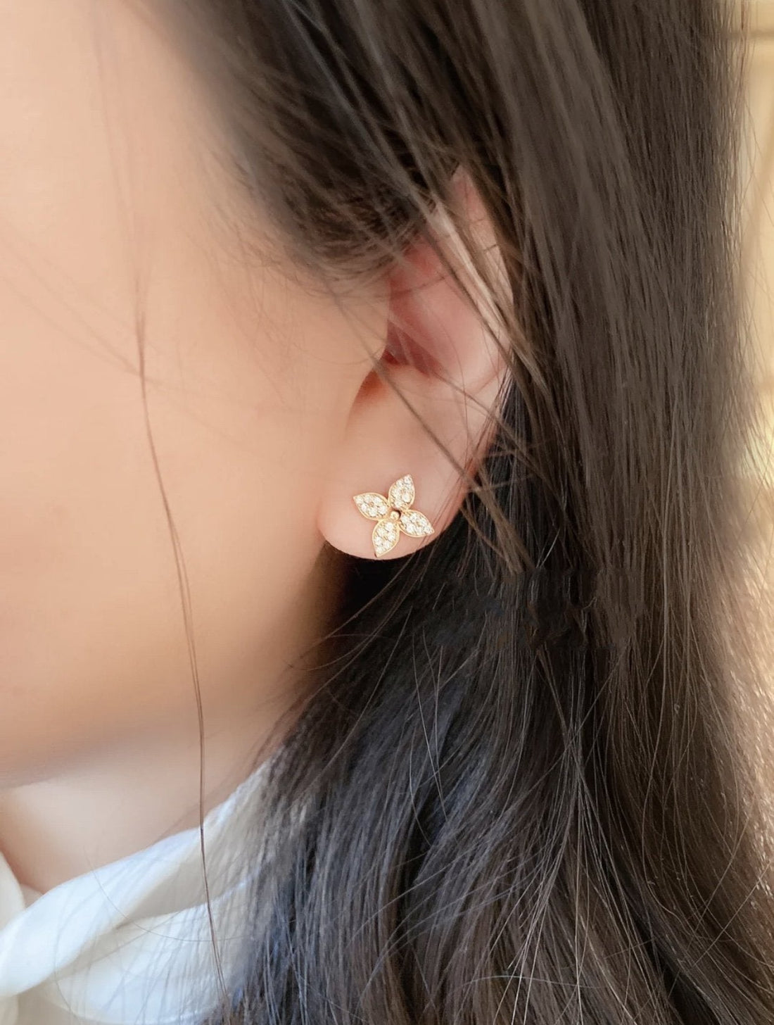 [Elowen jewelsry ]STAR BLOSSOM STUD EARRINGS PINK GOLD DIAMONDS