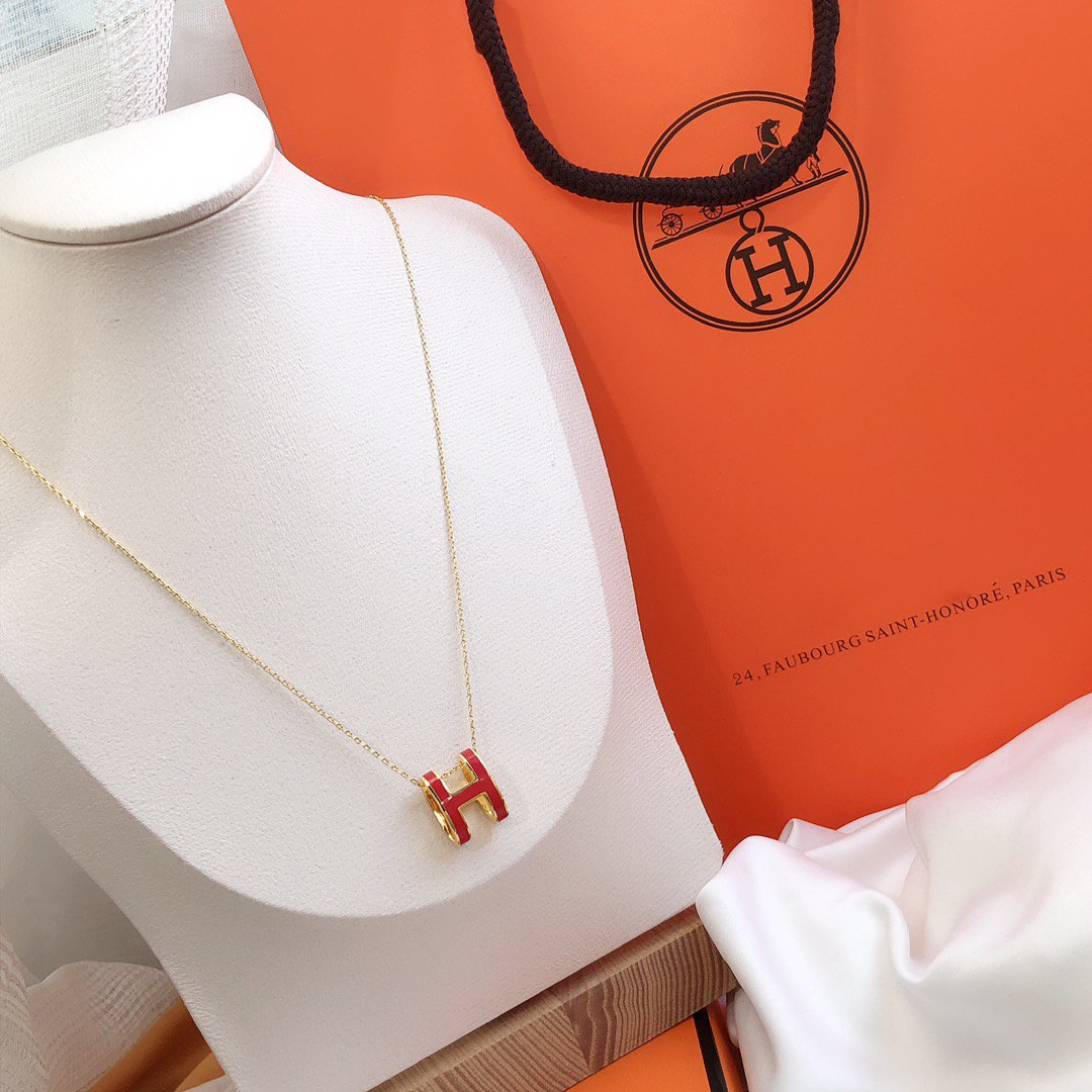 [Elowen Schmuck]HM CLIC ROT EMAILLE HALSKETTE GOLD
