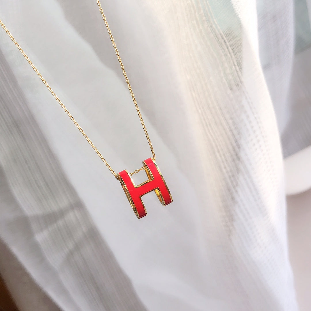 [Elowen Schmuck]HM CLIC ROT EMAILLE HALSKETTE GOLD