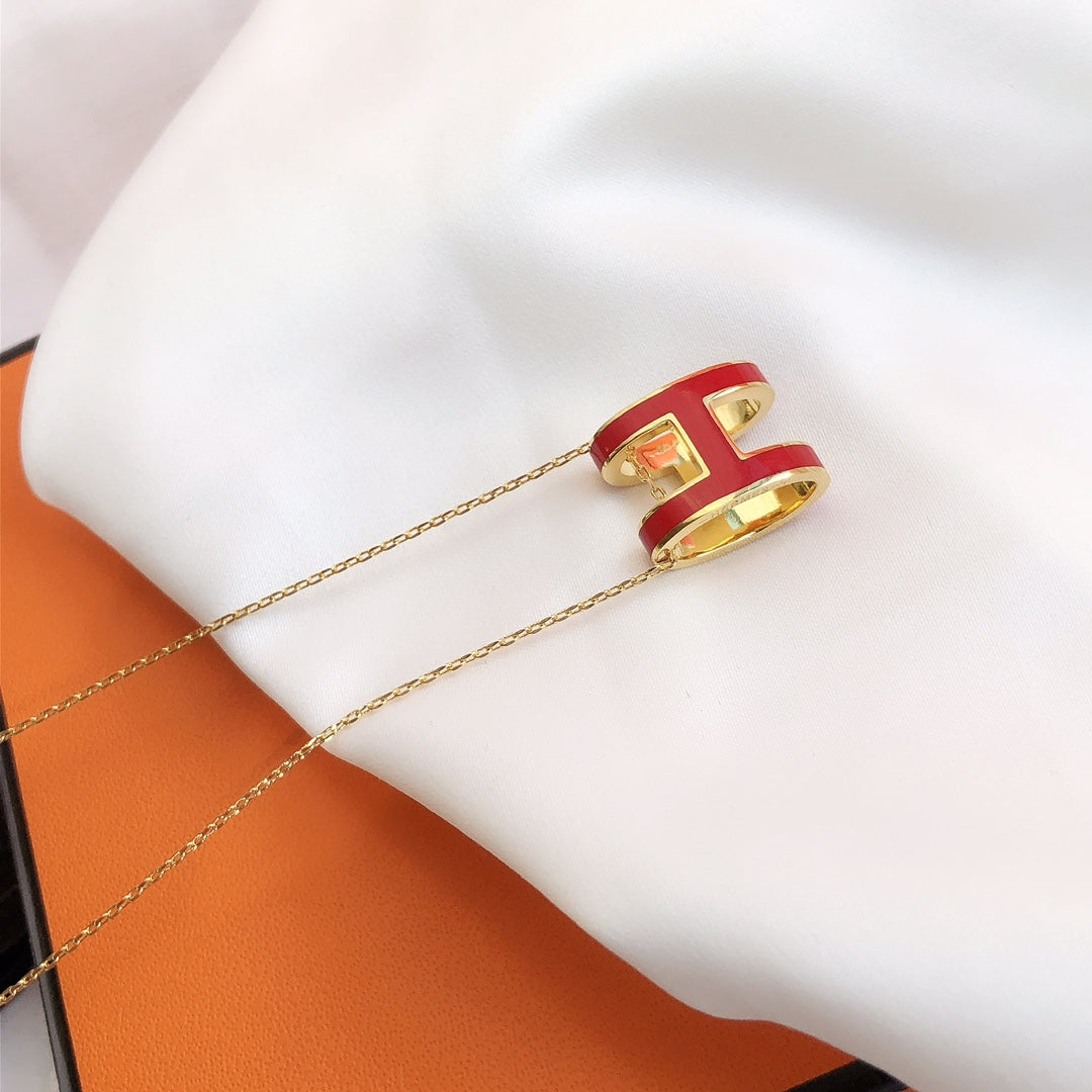 [Elowen Schmuck]HM CLIC ROT EMAILLE HALSKETTE GOLD