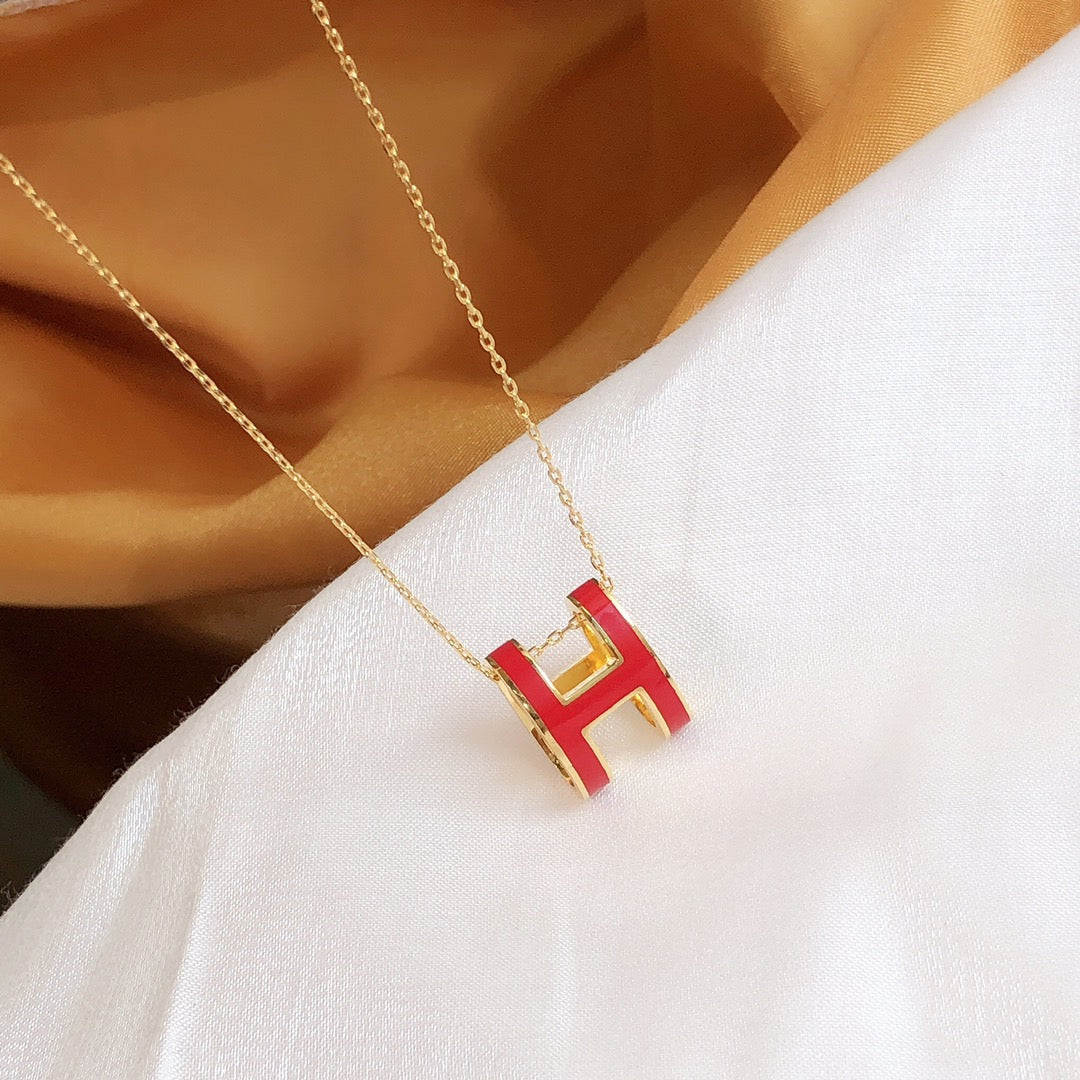 [Elowen Schmuck]HM CLIC ROT EMAILLE HALSKETTE GOLD