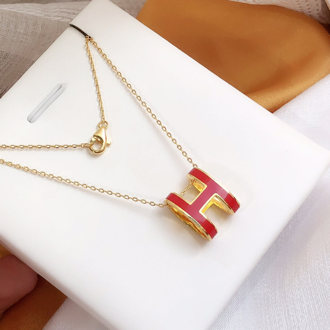 [Elowen Schmuck]HM CLIC ROT EMAILLE HALSKETTE GOLD