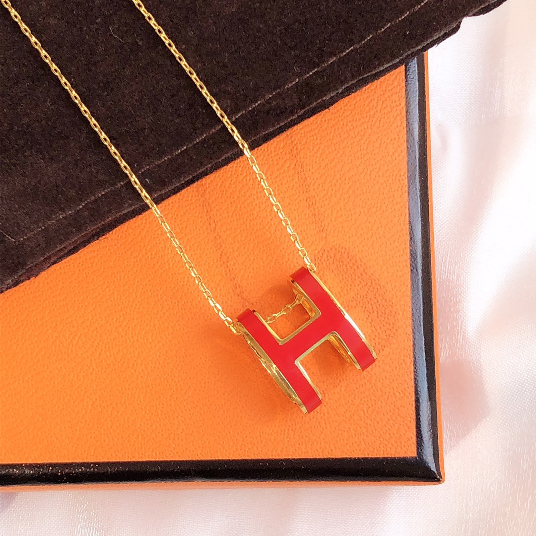 [Elowen Schmuck]HM CLIC ROT EMAILLE HALSKETTE GOLD