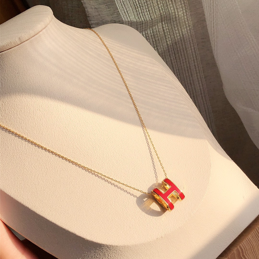 [Elowen jewelsry ]HM CLIC RED ENAMEL GOLD NECKLACE