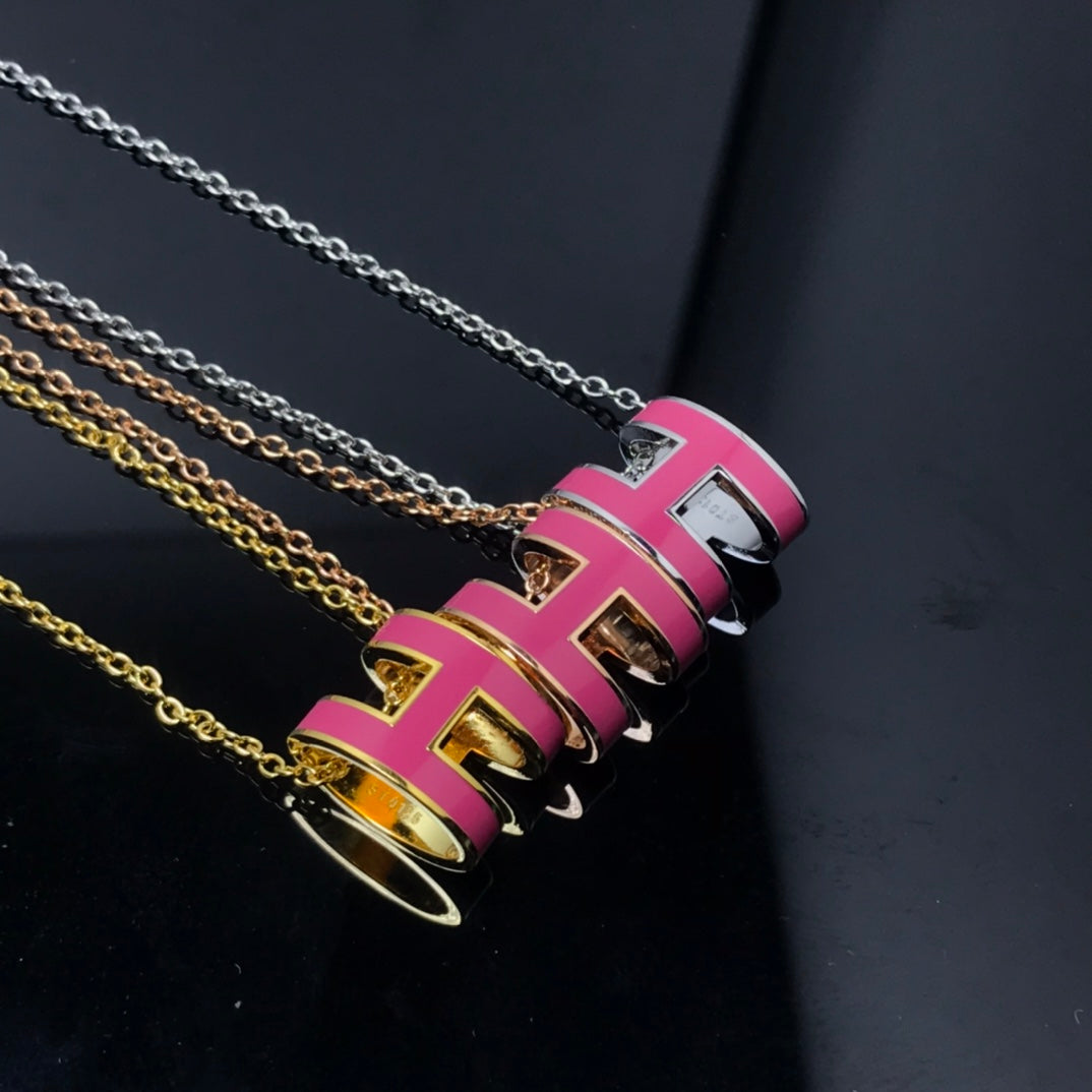 [Elowen jewelsry ]H NECKLACE PINK