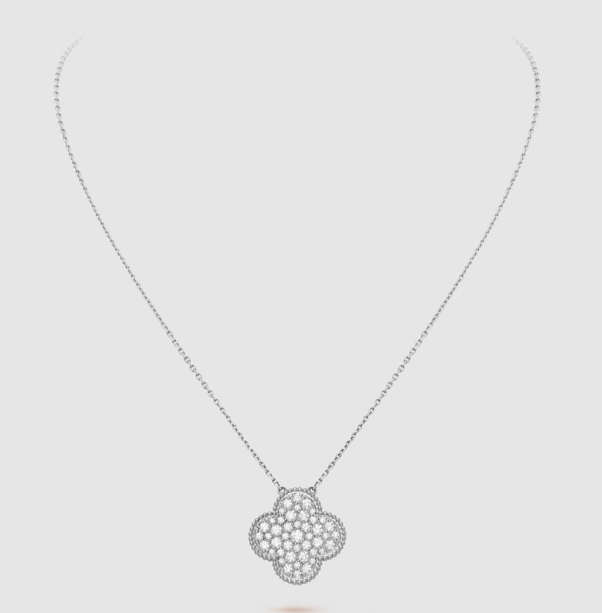 [Elowen jewelsry ]CLOVER 25MM LARGE PENDANT DIAMOND PAVED SILVER NECKLACE