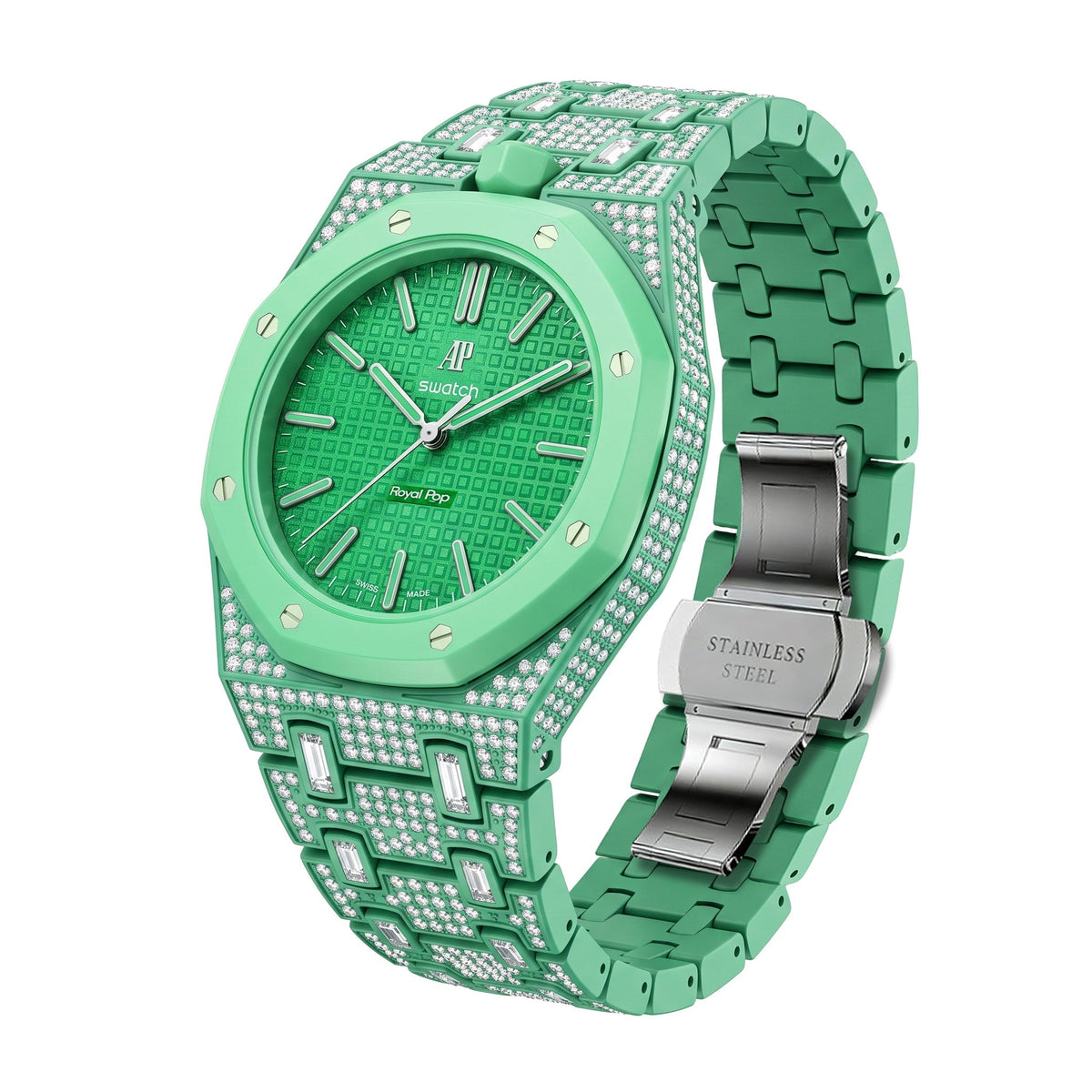 Royal Oak Pop Exklusiv Gehäuse aus Biokeramik & Armband aus Biokeramik voll besetzt mit Diamanten