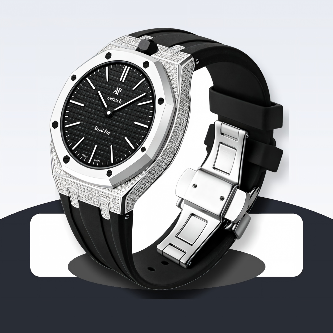 Royal Oak Pop Exklusiv-Stahlgehäuse mit Diamanten (Moissanit) & Silikonarmband