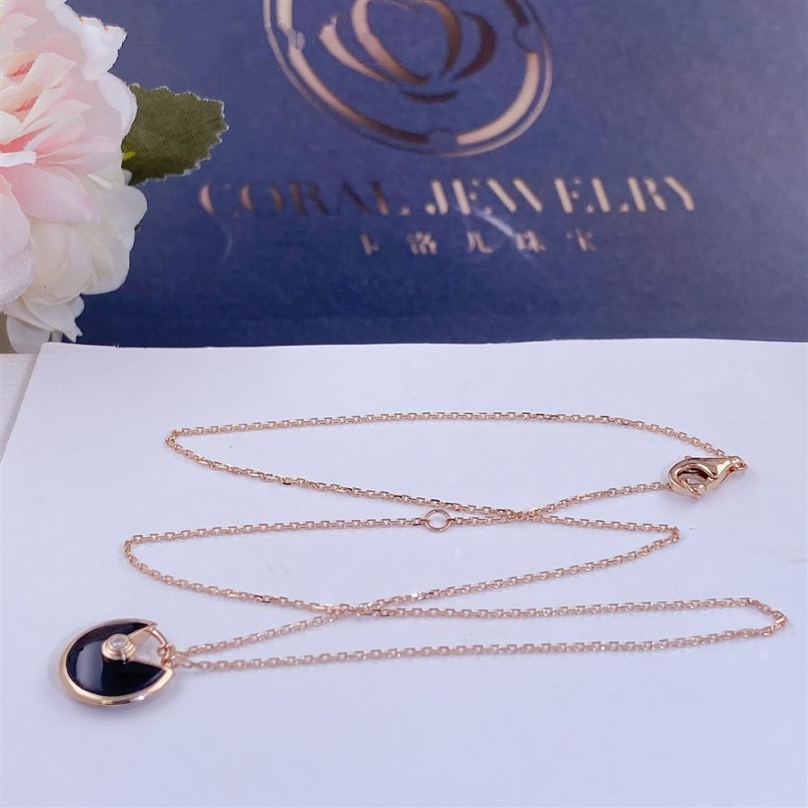 [Elowen Schmuck] AMULETTE ROSÉGOLD ONYX HALSKETTE