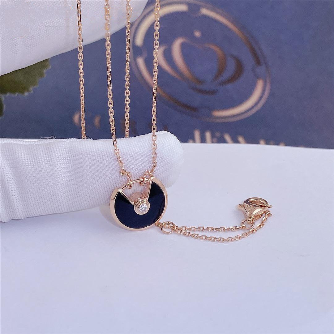 [Elowen Schmuck] AMULETTE ROSÉGOLD ONYX HALSKETTE