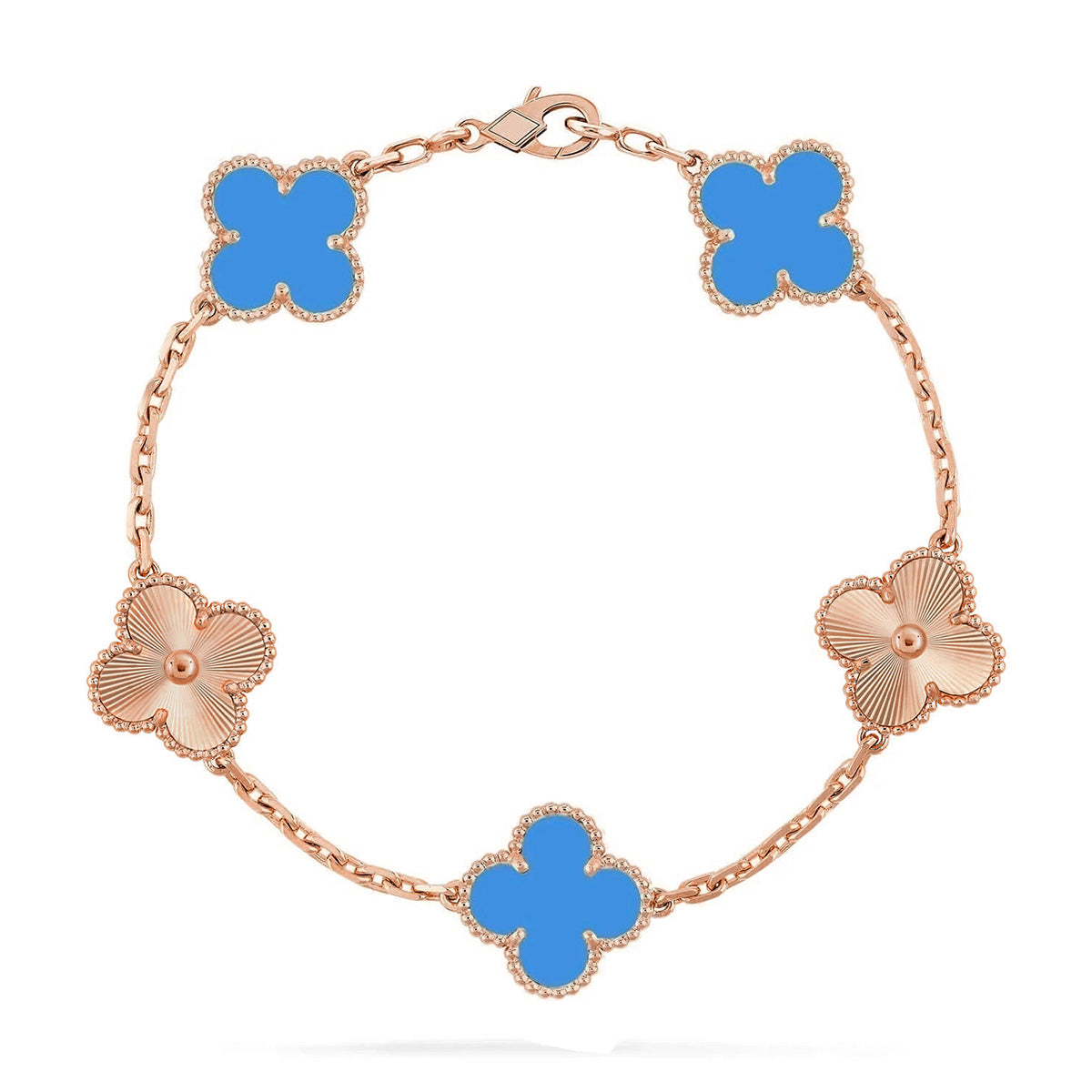 [Elowen Schmuck] CLOVER 5-MOTIV ARMBAND KOLLEKTION AUS BLAUEM ACHAT