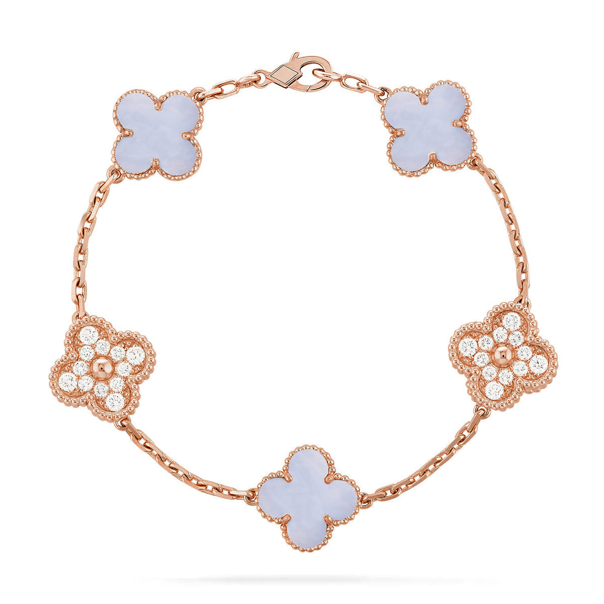 {
  "Elowen jewelsry": "Elowen ジュエリー",
  "CLOVER 5 MOTIF PURPLE CHALCEDONY BRACELET COLLECTION": "クローバー 5モチーフ パープルカルセドニー ブレスレットコレクション"
}