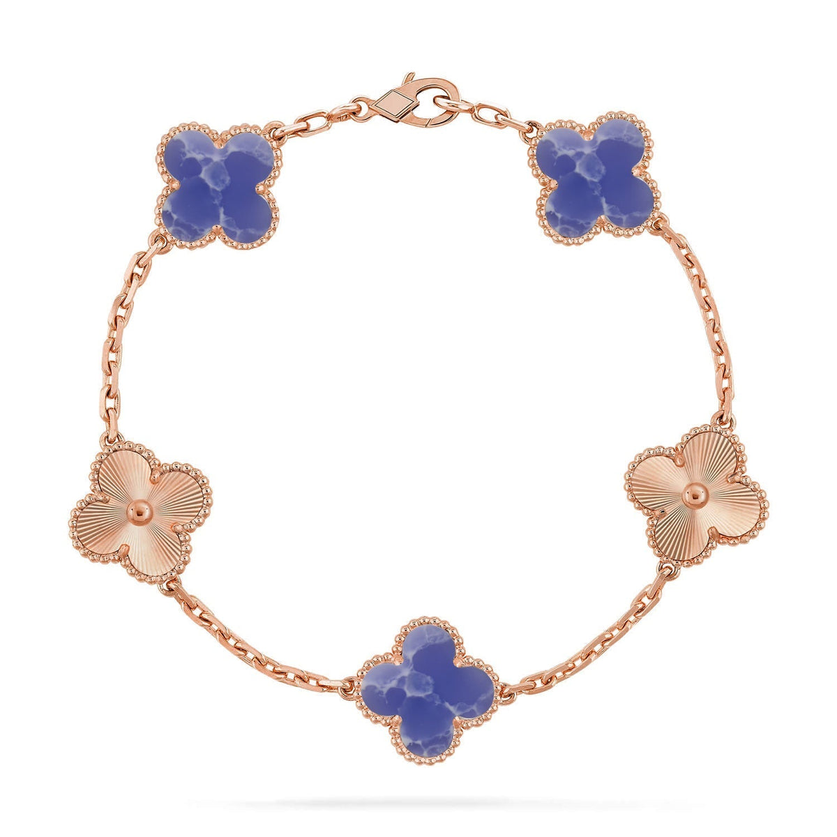 {
  "Elowen jewelsry": "Elowen Schmuck",
  "CLOVER 5 MOTIF BLUE VEINS BRACELET COLLECTION": "KLEEBLATT 5-MOTIV ARMBAND-KOLLEKTION MIT BLAUEN ADERN"
}