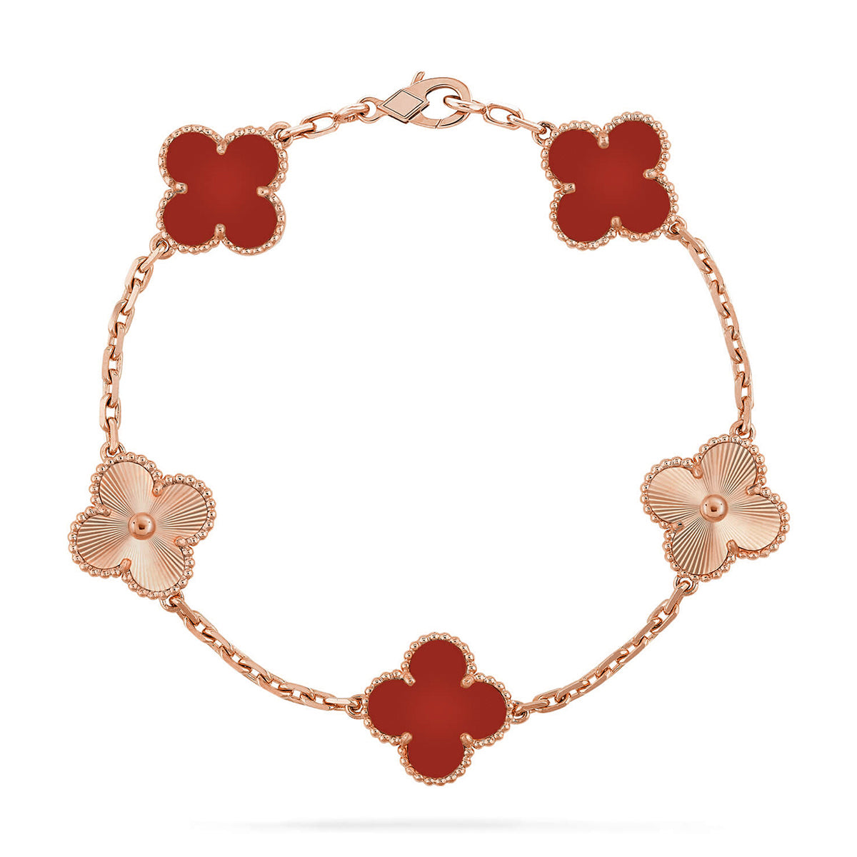 [Elowen jewelsry ] CLOVER 5 MOTIF RED CORNELIAN BRACELET COLLECTION