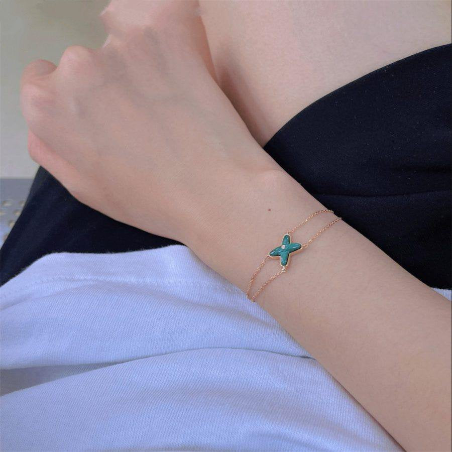 [Elowen jewelsry ]JEUX ARMBAND MALACHIT ROSÉGOLD 1 DIAMANT