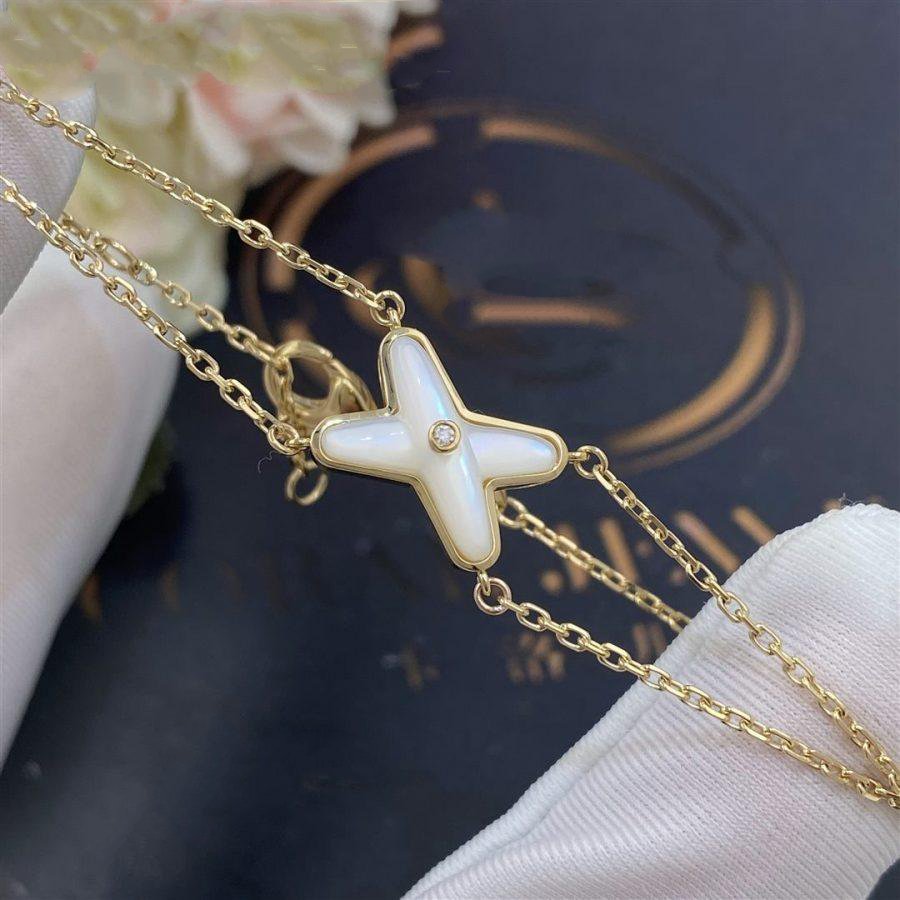 [Elowen jewelsry ]JEUX ARMBAND WEISSE PERLMUTT GOLD 1 DIAMANT