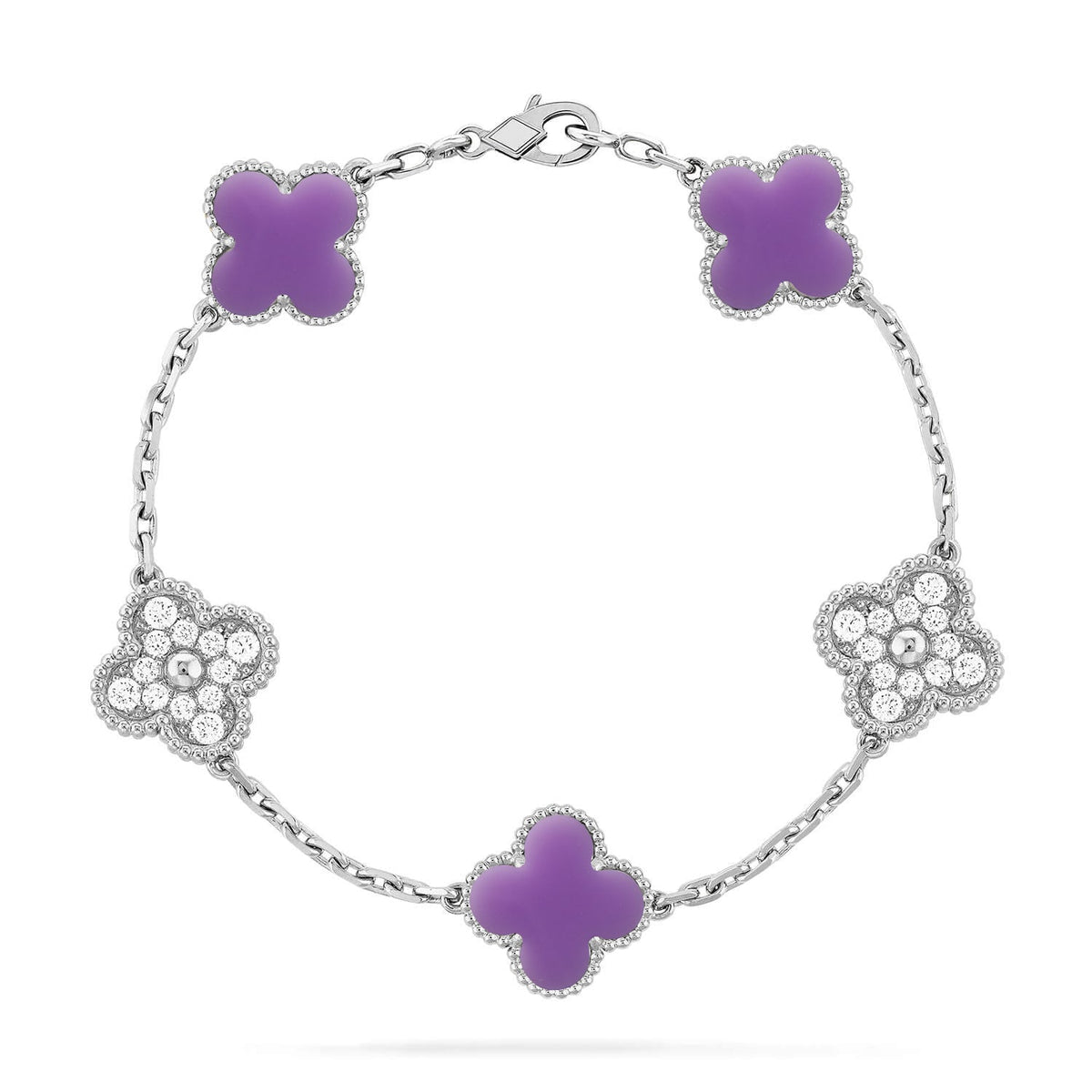 [Elowen jewelry] クローバー 5モチーフ ライトパープル ブレスレット コレクション