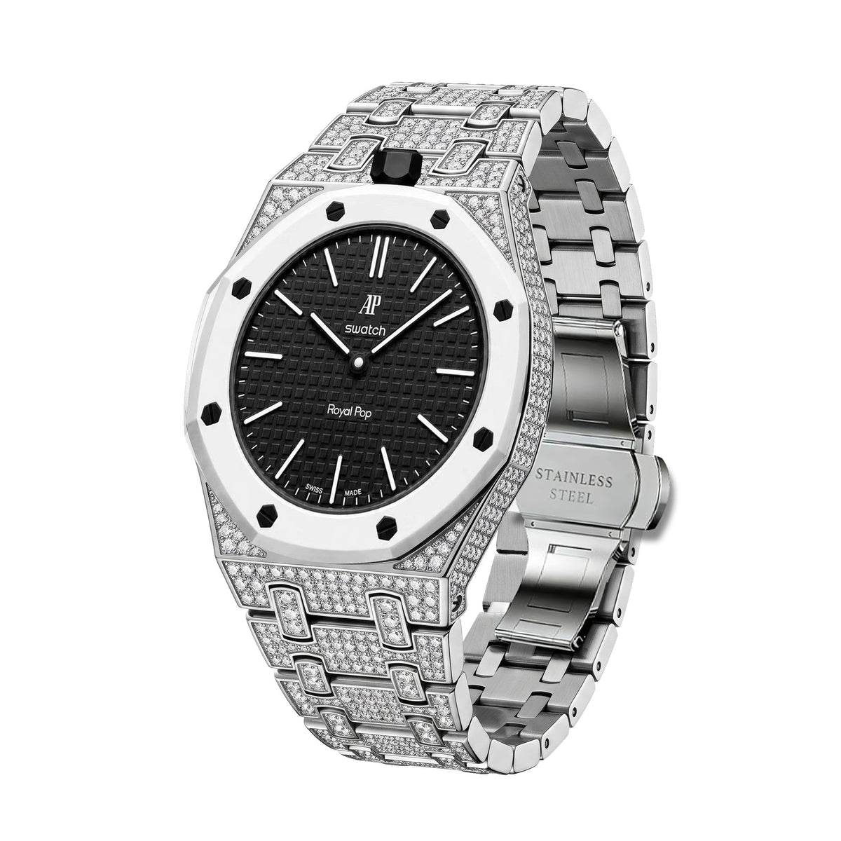 Royal Oak Pop Exklusiv Gehäuse aus Biokeramik & Armband aus Biokeramik voll besetzt mit Diamanten