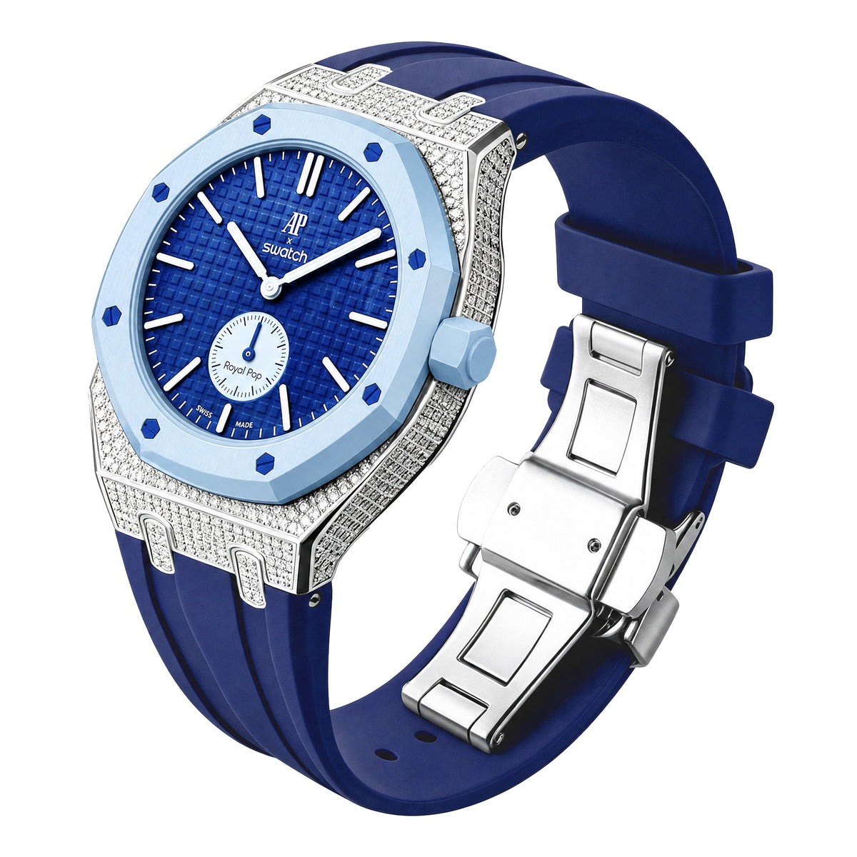 Royal Oak Pop Exklusiv-Stahlgehäuse mit Diamanten (Moissanit) & Silikonarmband