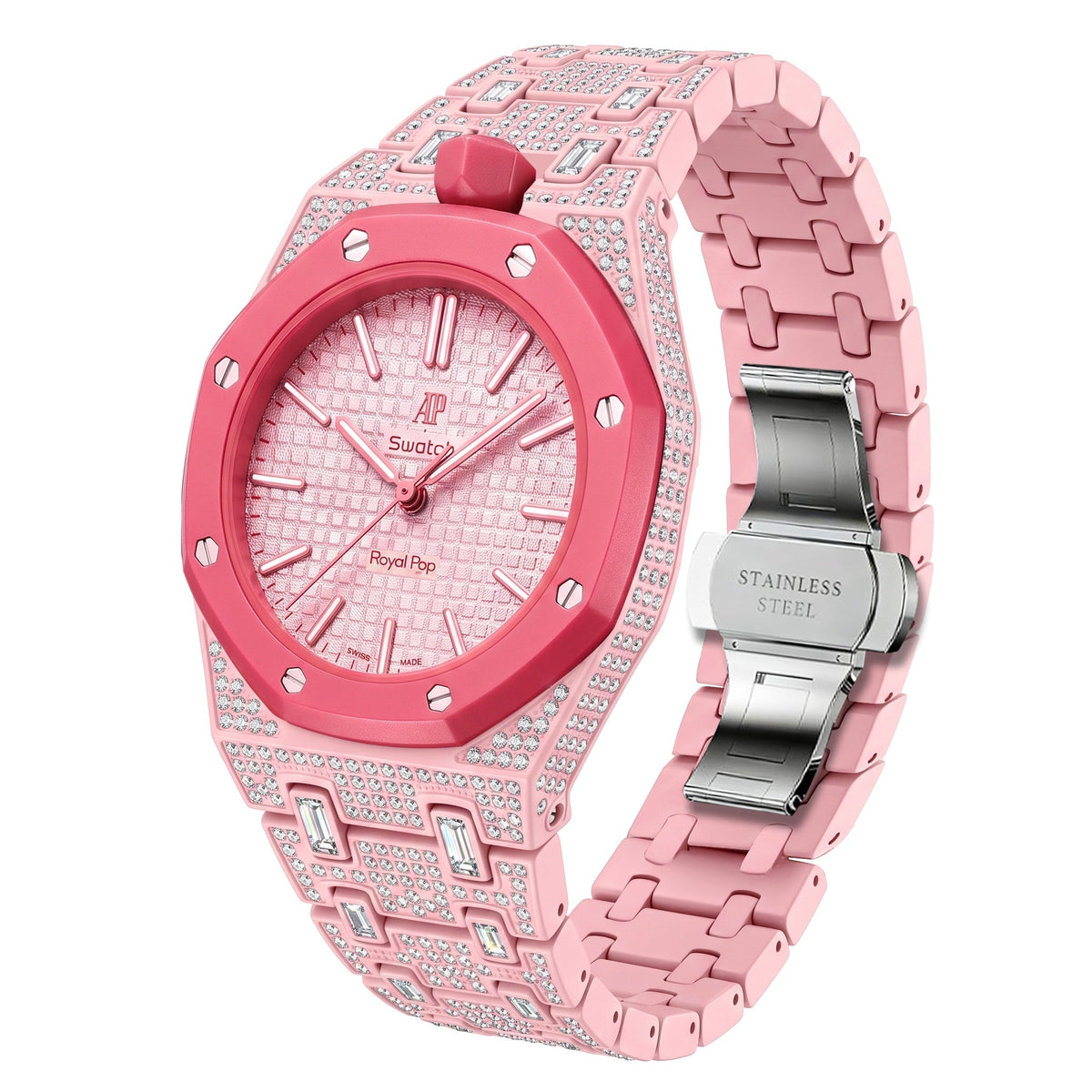 Royal Oak Pop Exklusiv Gehäuse aus Biokeramik & Armband aus Biokeramik voll besetzt mit Diamanten