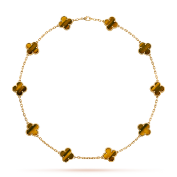 [Elowen jewelsry ]CLOVER 10 MOTIVE TIGERAUGE-HALSKETTE