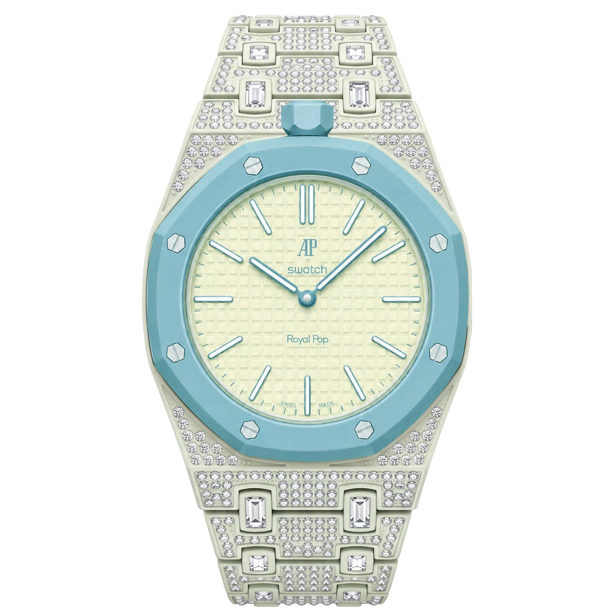 Royal Oak Pop Exklusiv Gehäuse aus Biokeramik & Armband aus Biokeramik voll besetzt mit Diamanten