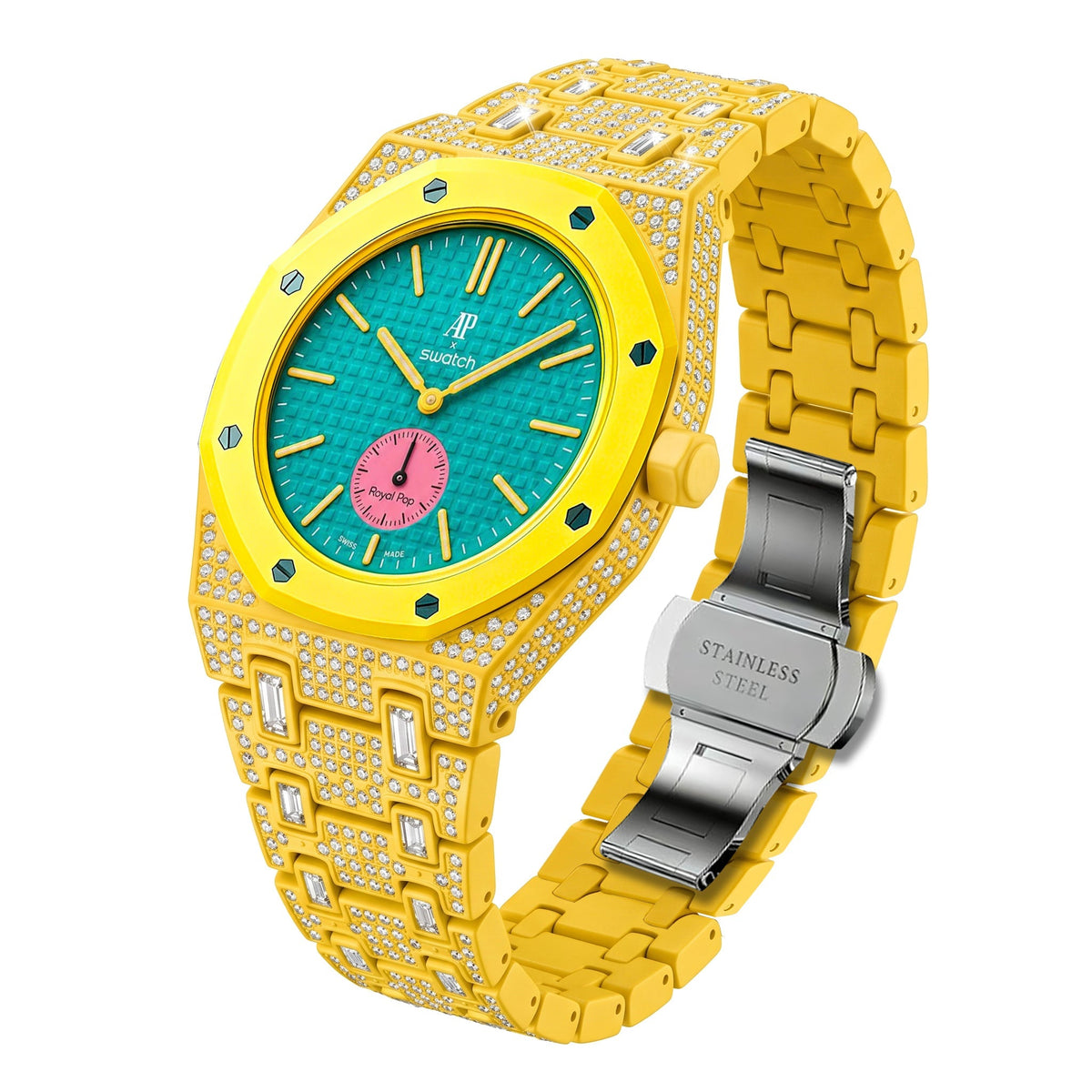 Royal Oak Pop Exklusiv Gehäuse aus Biokeramik & Armband aus Biokeramik voll besetzt mit Diamanten