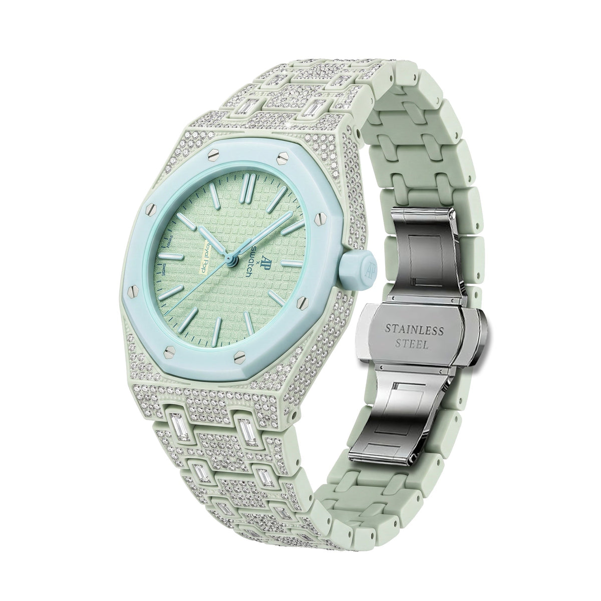 Royal Oak Pop Exklusiv Gehäuse aus Biokeramik & Armband aus Biokeramik voll besetzt mit Diamanten