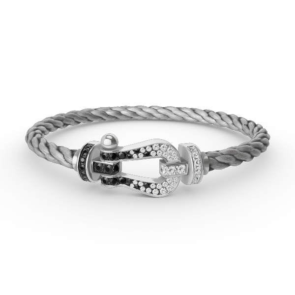 [Elowen jewelsry ]FORCE LARGE HORSESHOE BLACK WHITE DIAMOND BRACELET SILVER