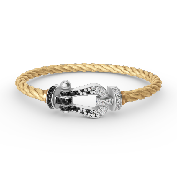[Elowen jewelsry ]FORCE LARGE HORSESHOE BLACK WHITE DIAMOND BRACELET SILVER