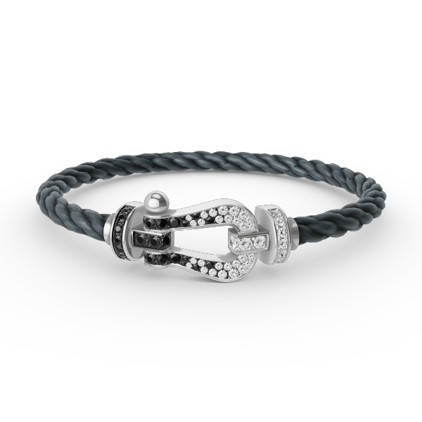 [Elowen jewelsry ]FORCE LARGE HORSESHOE BLACK WHITE DIAMOND BRACELET SILVER