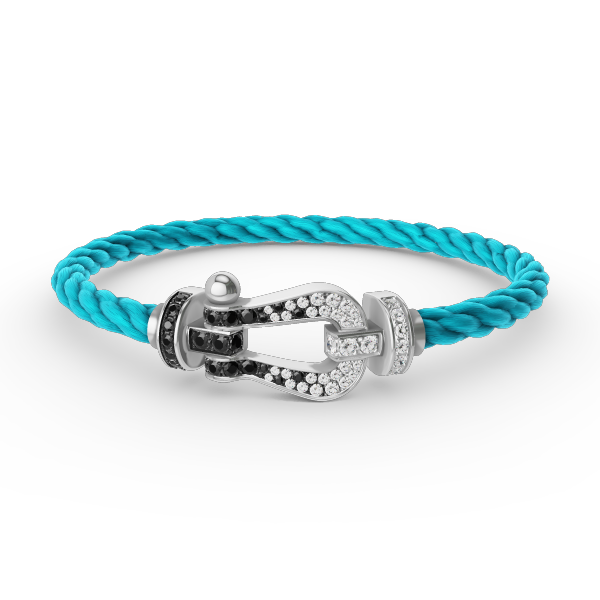 [Elowen jewelsry ]FORCE LARGE HORSESHOE BLACK WHITE DIAMOND BRACELET SILVER
