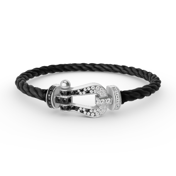 [Elowen jewelsry ]FORCE LARGE HORSESHOE BLACK WHITE DIAMOND BRACELET SILVER