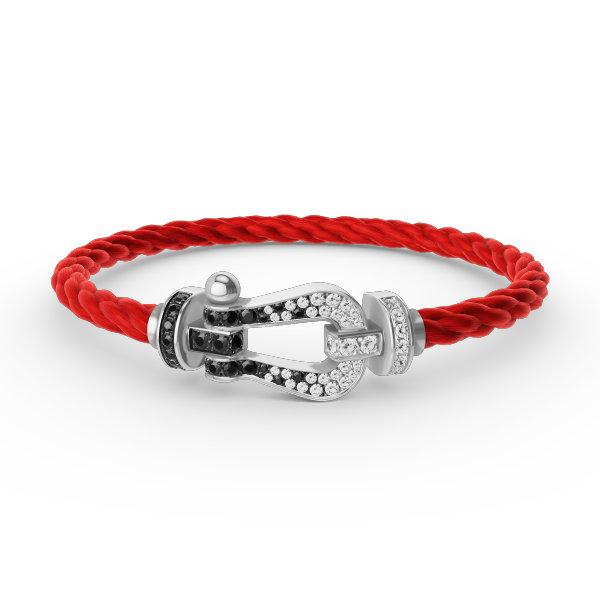 [Elowen jewelsry ]FORCE LARGE HORSESHOE BLACK WHITE DIAMOND BRACELET SILVER