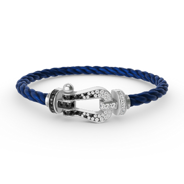 [Elowen jewelsry ]FORCE LARGE HORSESHOE BLACK WHITE DIAMOND BRACELET SILVER