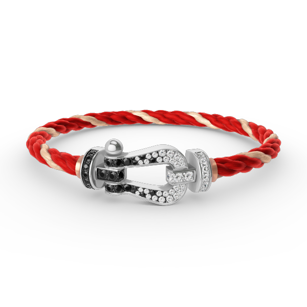 [Elowen jewelsry ]FORCE LARGE HORSESHOE BLACK WHITE DIAMOND BRACELET SILVER